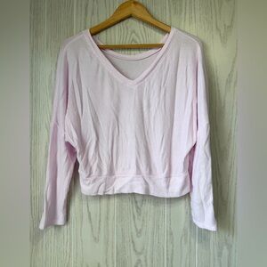 Auden Pink Ribbed V-Neck Sleepwear Lounge Top Size S